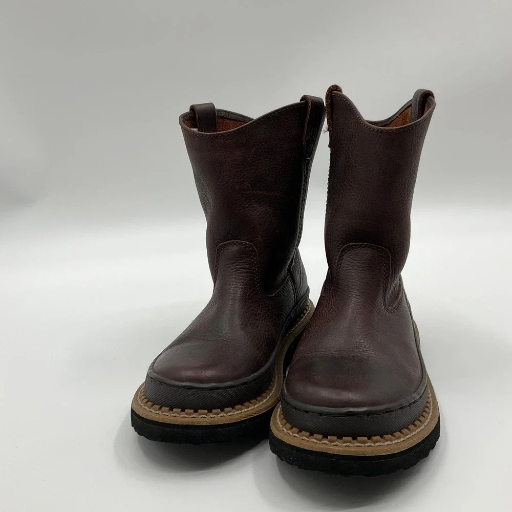 Georgia Boot Wellington Leather Boots Boys 4M Western Gorpcore Americana Farm